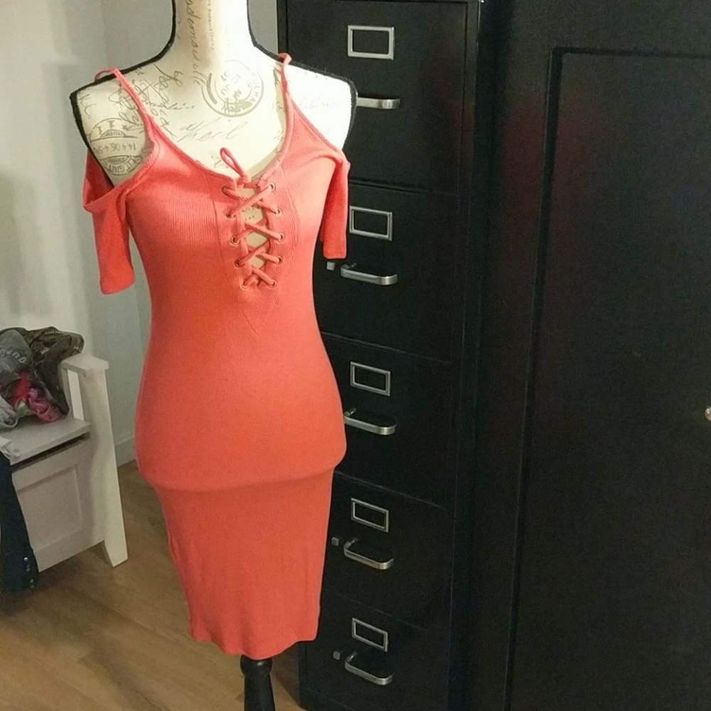 Peach color fitted gorgeous dress